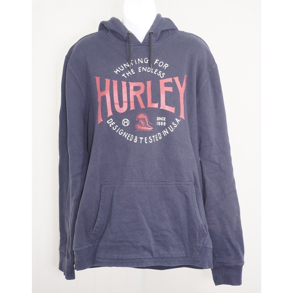 Hurley XL Navy Blue Graphic Pullover Hoodie Designed & Tested In USA